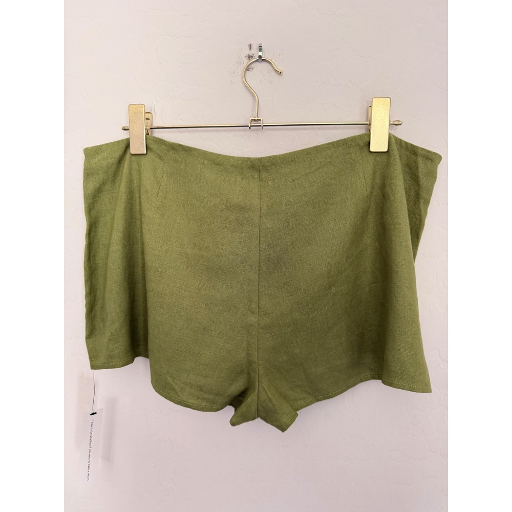 Reformation Mia Low Waist 100% Linen Minimalist Skort Avocado Green Size 12 NWT - Picture 2 of 4